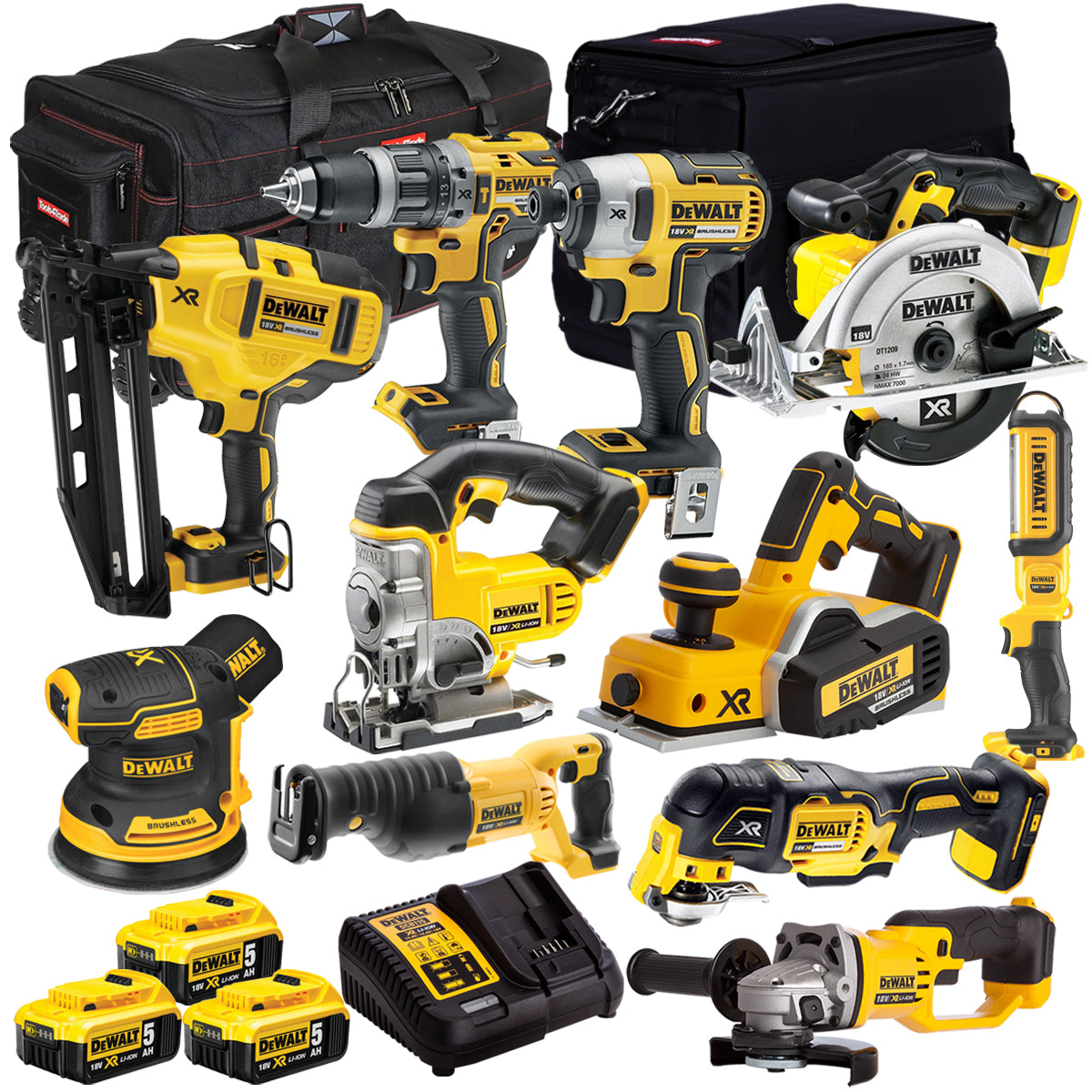 Dewalt 18V 11 Piece Cordless Combo Kit with 3 x 5.0Ah Battery & Charger T4TKIT-918