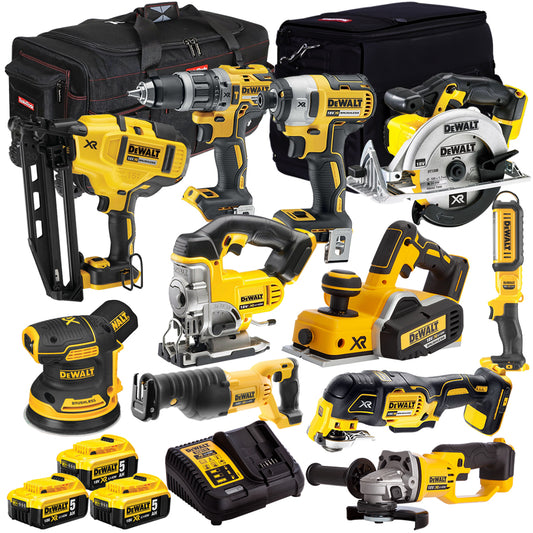 Dewalt 18V 11 Piece Cordless Combo Kit with 3 x 5.0Ah Battery & Charger T4TKIT-918