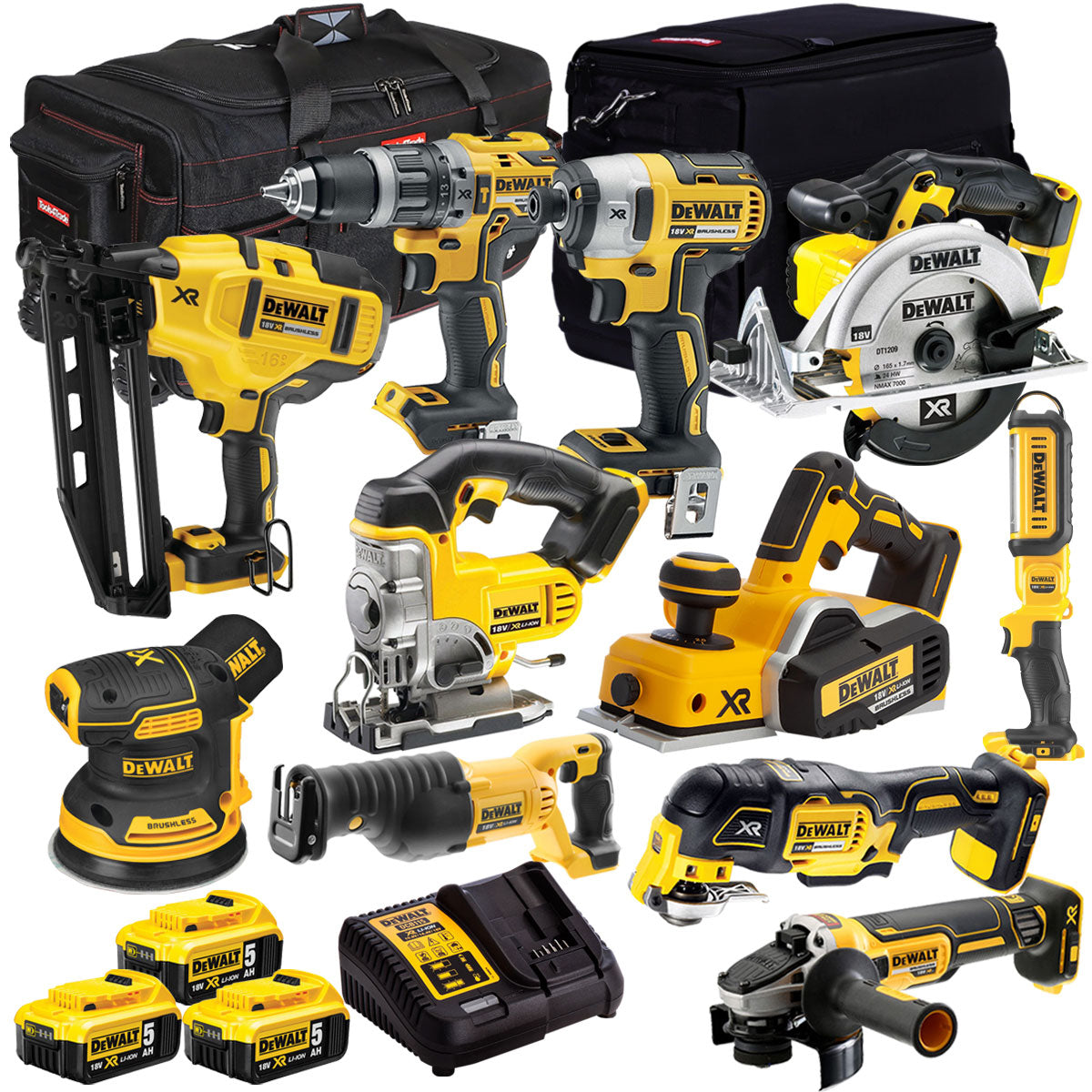 Dewalt 18V 11 Piece Cordless Combo Kit with 3 x 5.0Ah Battery & Charger T4TKIT-918
