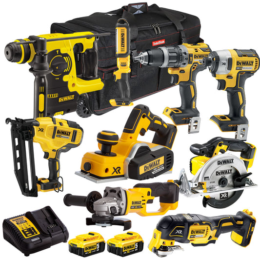 Dewalt 18V 9 Piece Power Tool Kit with 2 x 5.0Ah Battery & Charger T4TKIT-924