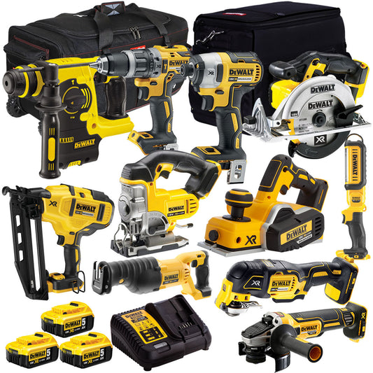 Dewalt 18V 11 Piece Power Tool Kit with 3 x 5.0Ah Battery & Charger T4TKIT-935