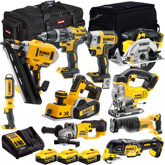 Dewalt 18V 10 Piece Power Tool Kit with 3 x 5.0Ah Battery & Charger T4TKIT-981