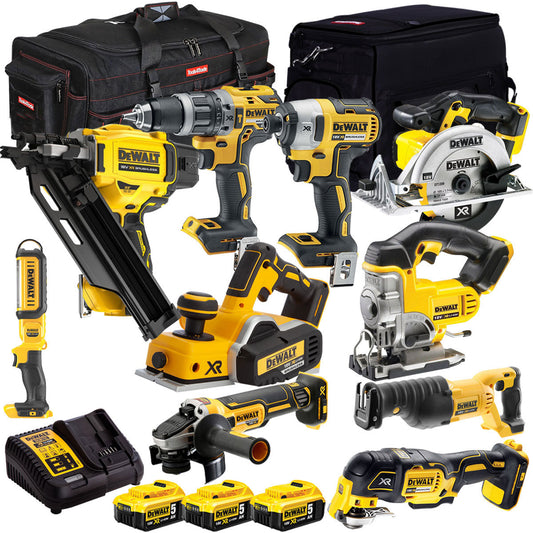 Dewalt 18V 10 Piece Power Tool Kit with 3 x 5.0Ah Battery & Charger T4TKIT-981