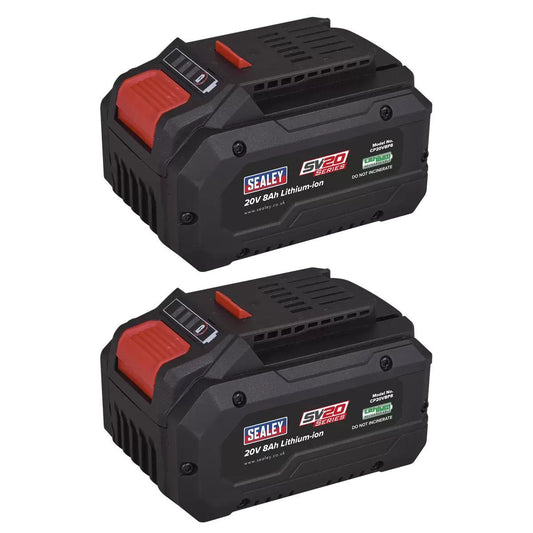 Sealey BK08 SV20 Series Power Tool Battery 20V 8Ah Pack of 2