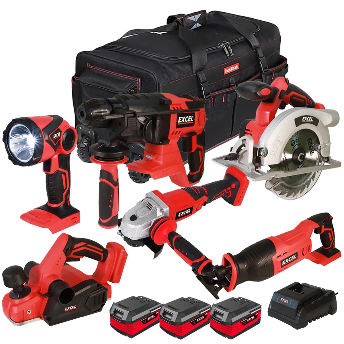 Excel 18V 6 Piece Power Tool Kit with 3 x 4.0Ah Batteries EXL10207