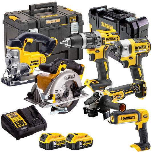 Dewalt 18V 6 Piece Cordless Power Tool Kit with 2 x 5.0Ah Batteries T4TKIT-833