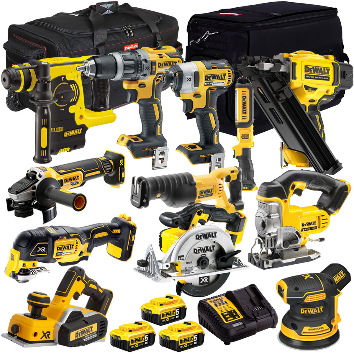 Dewalt 18V 12 Piece Power Tool Kit with 3 x 5.0Ah Battery & Charger T4TKIT-839