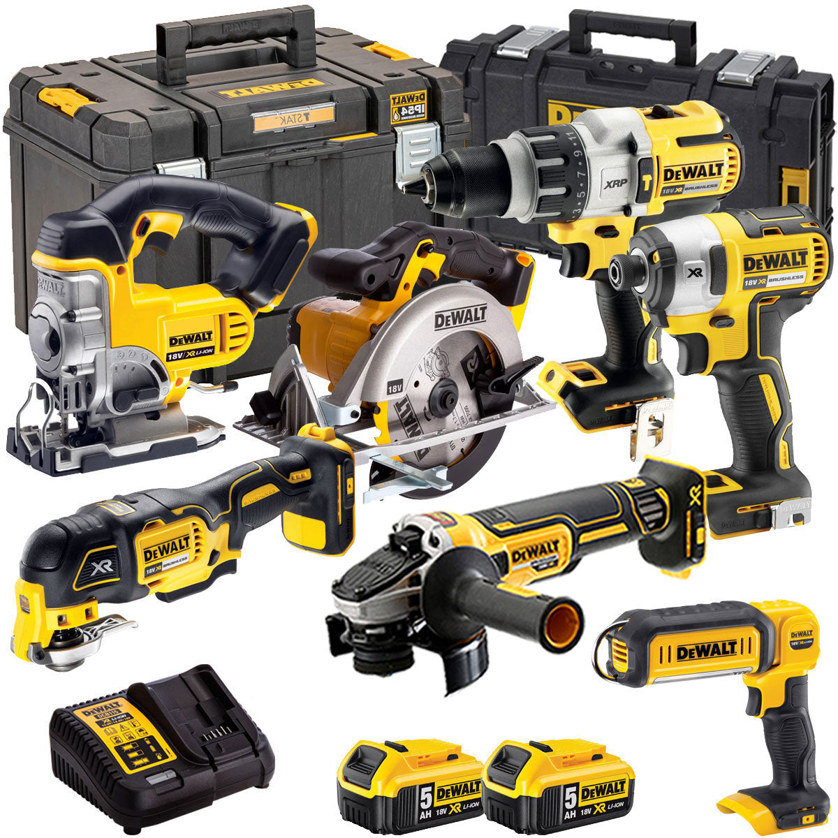 Dewalt 18V 7 Piece Power Tool Kit with 2 x 5.0Ah Batteries T4TKIT-845