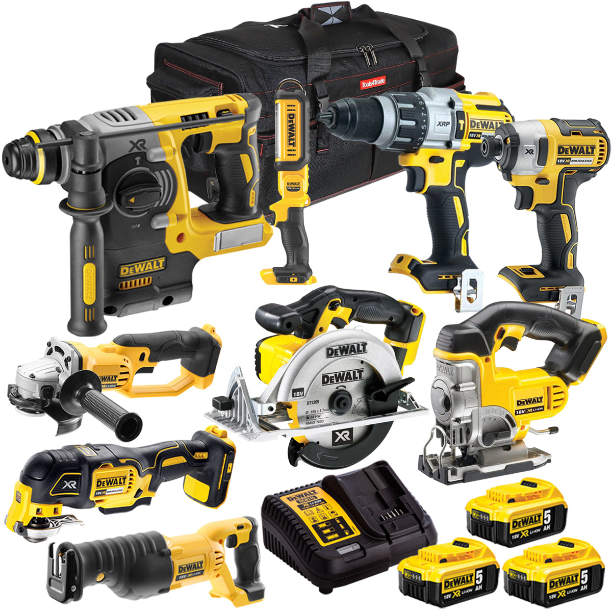 Dewalt DCKT4T79P5T 18V 9 Piece Cordless Combo Kit with 3 x 5.0Ah Battery & Charger