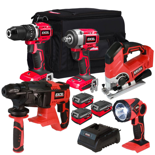 Excel 18V 5 Piece Power Tool Kit with 3 x 4.0Ah Battery & Charger EXL12740