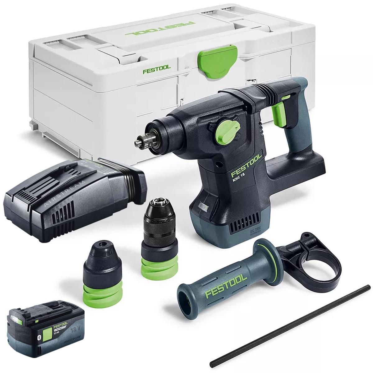 Festool KHC 18 EB-Basic 18V Brushless Rotary Hammer Drill - 577447 With 1 x 5.0Ah Battery & Charger