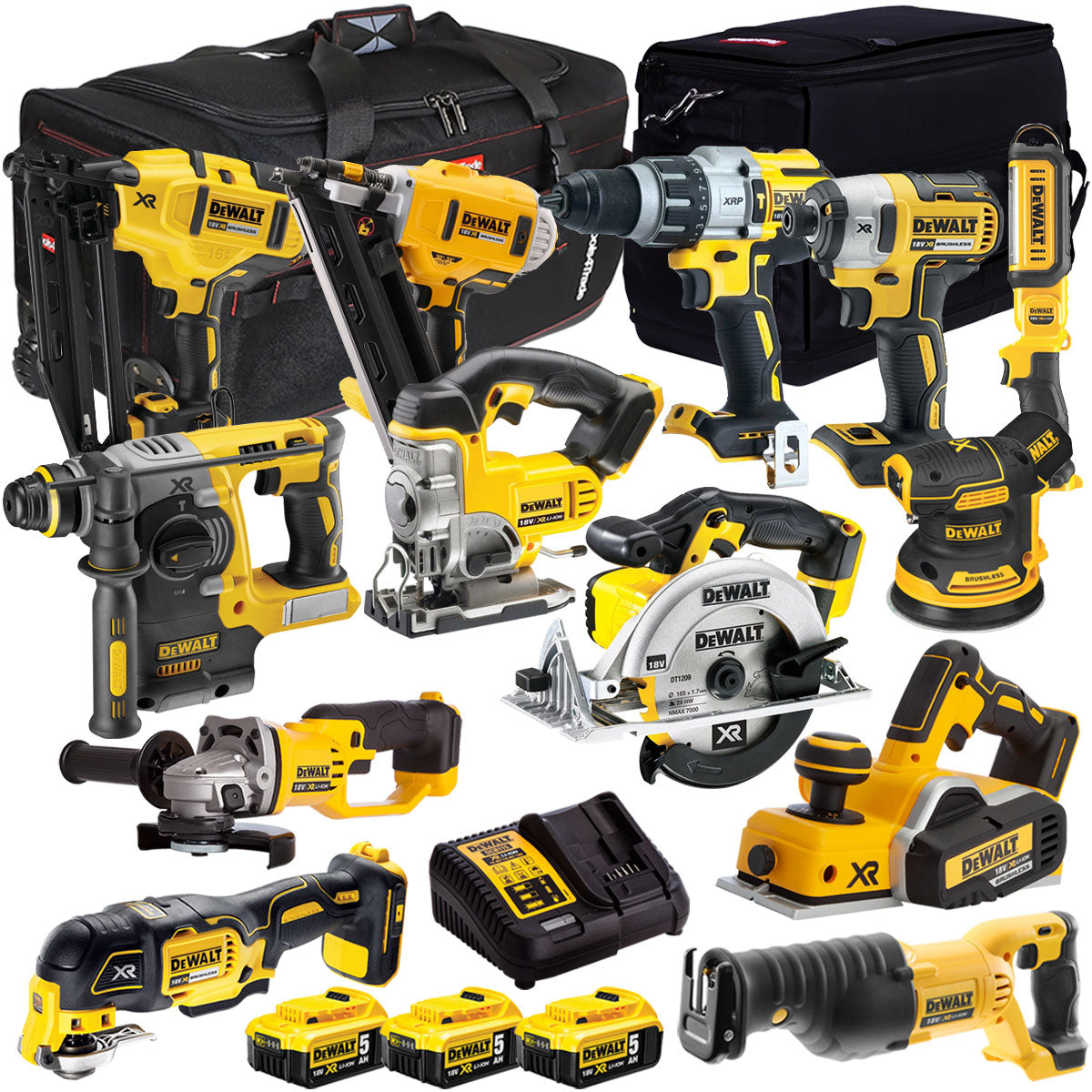 Dewalt 18V 13 Piece Power Tool Kit with 3 x 5.0Ah Battery & Charger T4TKIT-12846