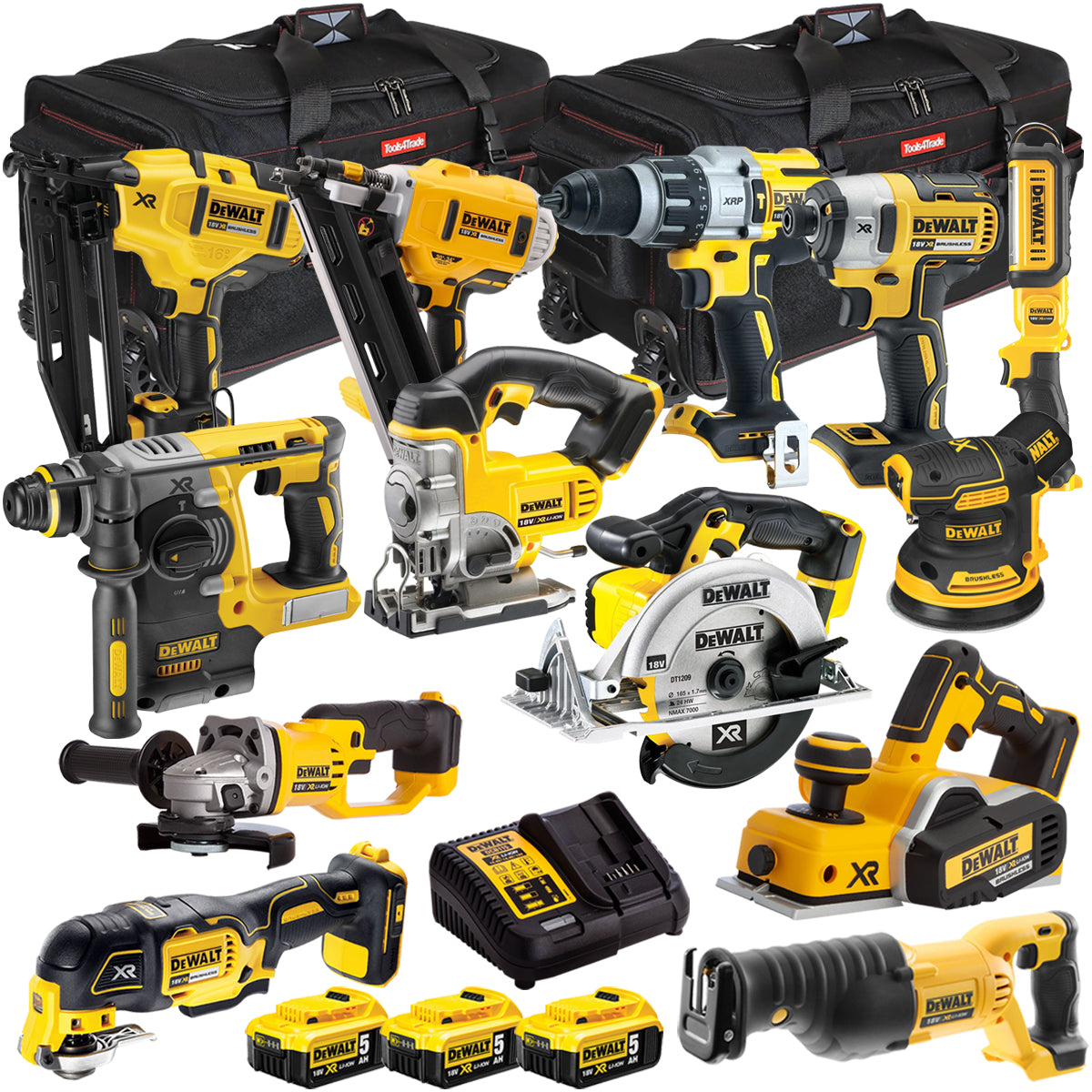 Dewalt 18V 13 Piece Power Tool Kit with 3 x 5.0Ah Battery & Charger T4TKIT-12846