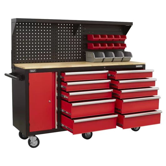 Sealey AP6310 10 Drawer Mobile Workstation with Backboard