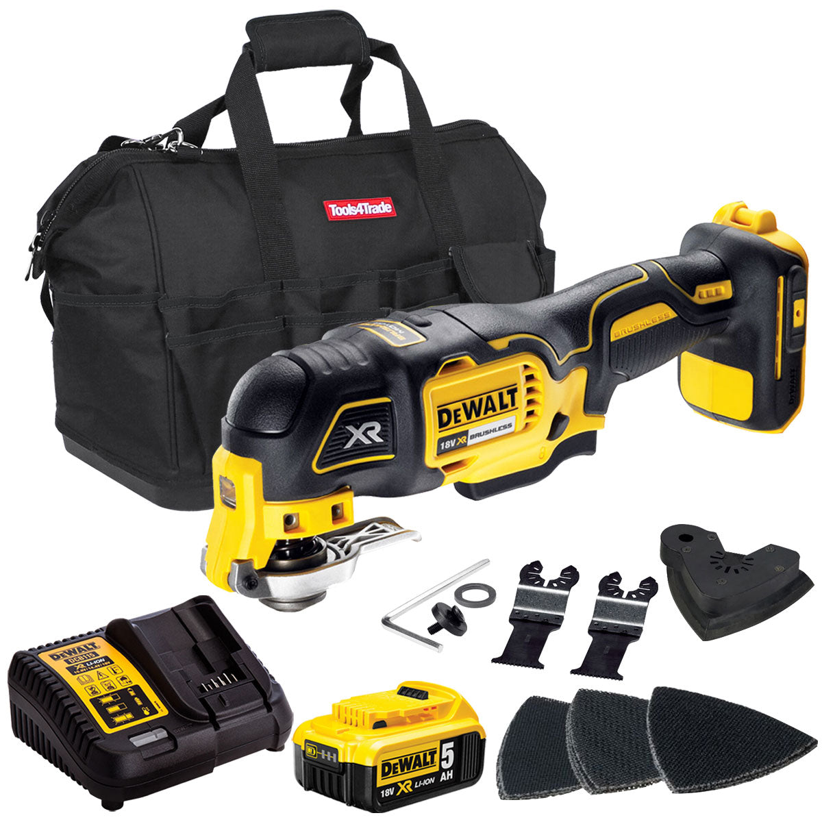 Dewalt DCS355N 18V Cordless Brushless Oscillating Multi-Tool with 1 x 5.0Ah Battery Charger & Bag