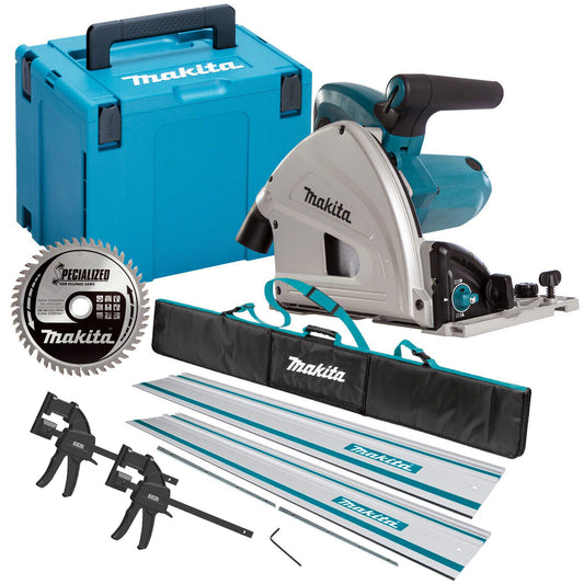 Makita SP6000J2 165mm Plunge Saw 240V with 2x1.5m Guide Rail+Clamp+Bag+Blade