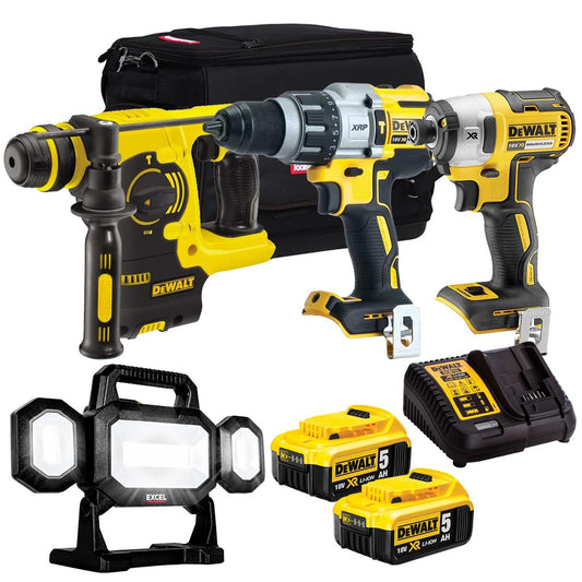 Dewalt 18V 4 Piece Power Tool Kit with 2 x 5.0Ah Battery & Charger T4TKIT-179