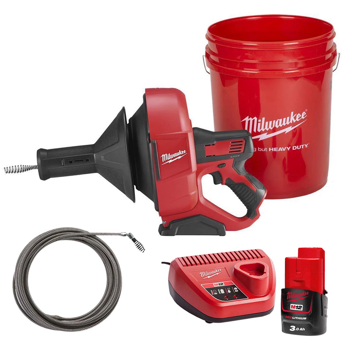 Milwaukee M12BDC6-0C 12V Compact Drain Cleaner With 1 x 3.0Ah Battery & Charger