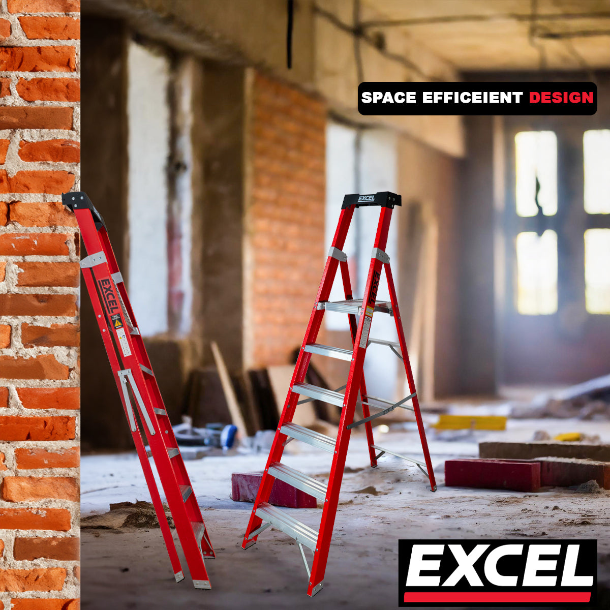 Excel Electricians Fibreglass Platform Step Ladder 6 Tread 2.04m EN131