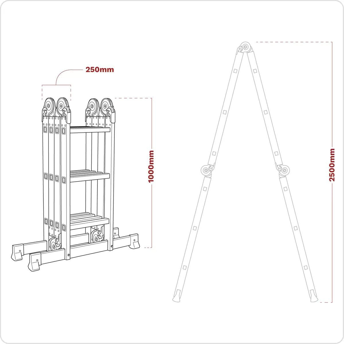 Sealey AFPL1 4-Way Trade Aluminium Folding Platform Ladder EN 131