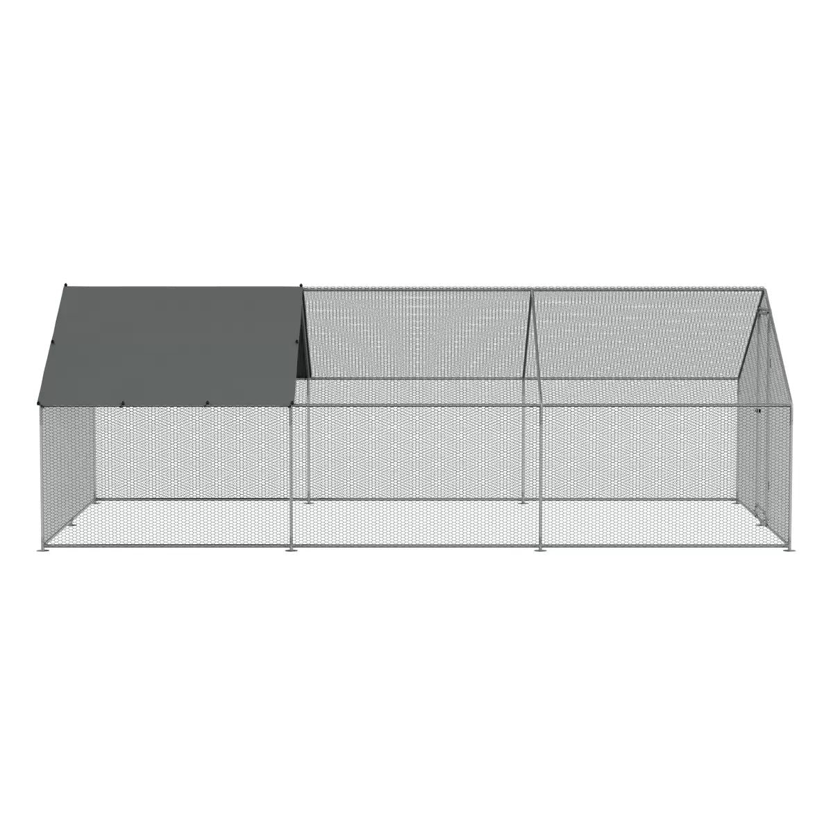 Dellonda DG280 3 x 6 x 2m Walk-In Chicken Run, Galvanized Steel, Roof Cover & PVC Coated Chicken Wire