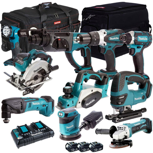 Makita 18V 10 Piece Power Tool Kit with 3 x 5.0Ah Battery & Charger MAKDEAL 54M