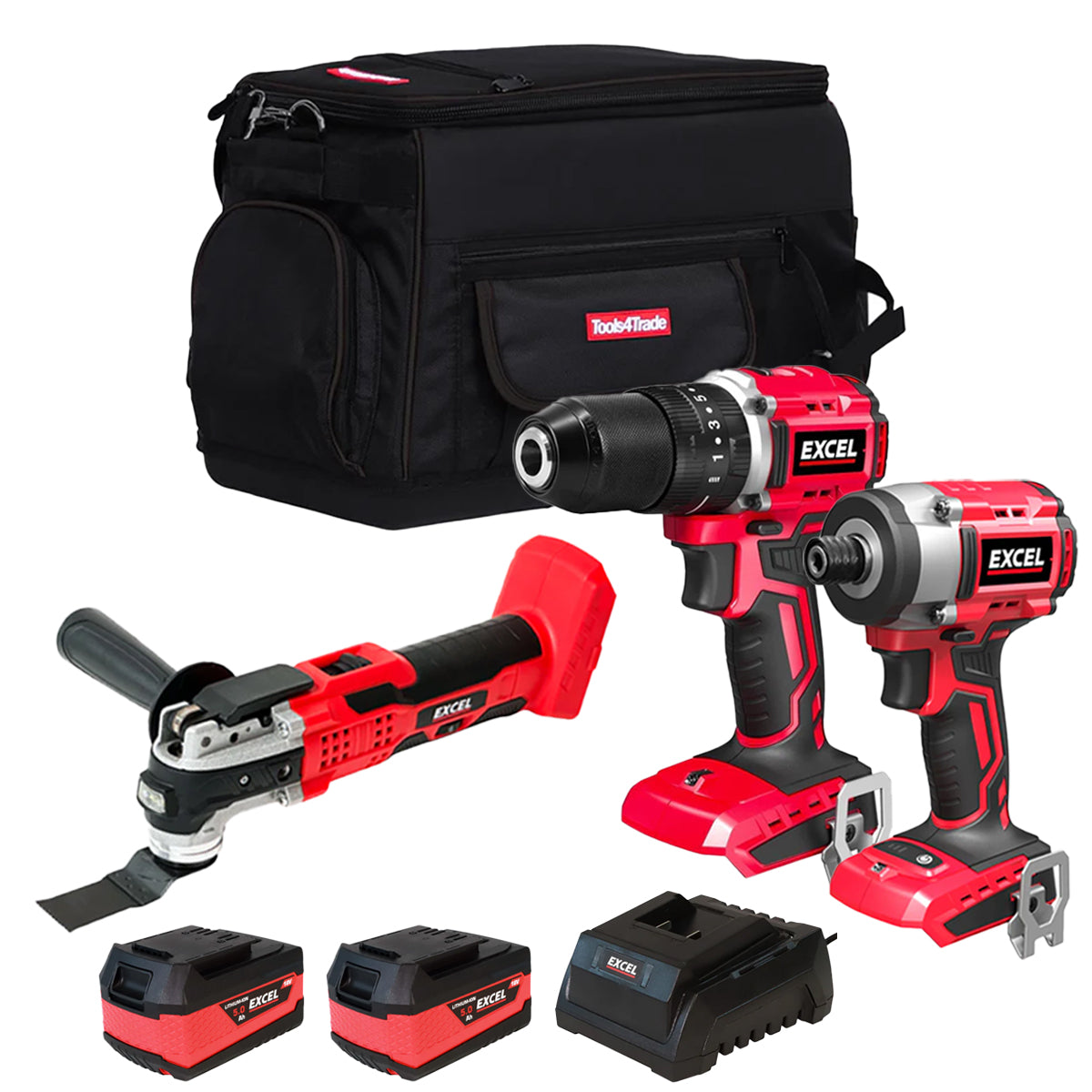 Excel 18V 3 Piece Power Tool Kit with 2 x 5.0Ah Battery & Charger EXLKIT-13226