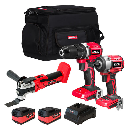 Excel 18V 3 Piece Power Tool Kit with 2 x 5.0Ah Battery & Charger EXLKIT-13226