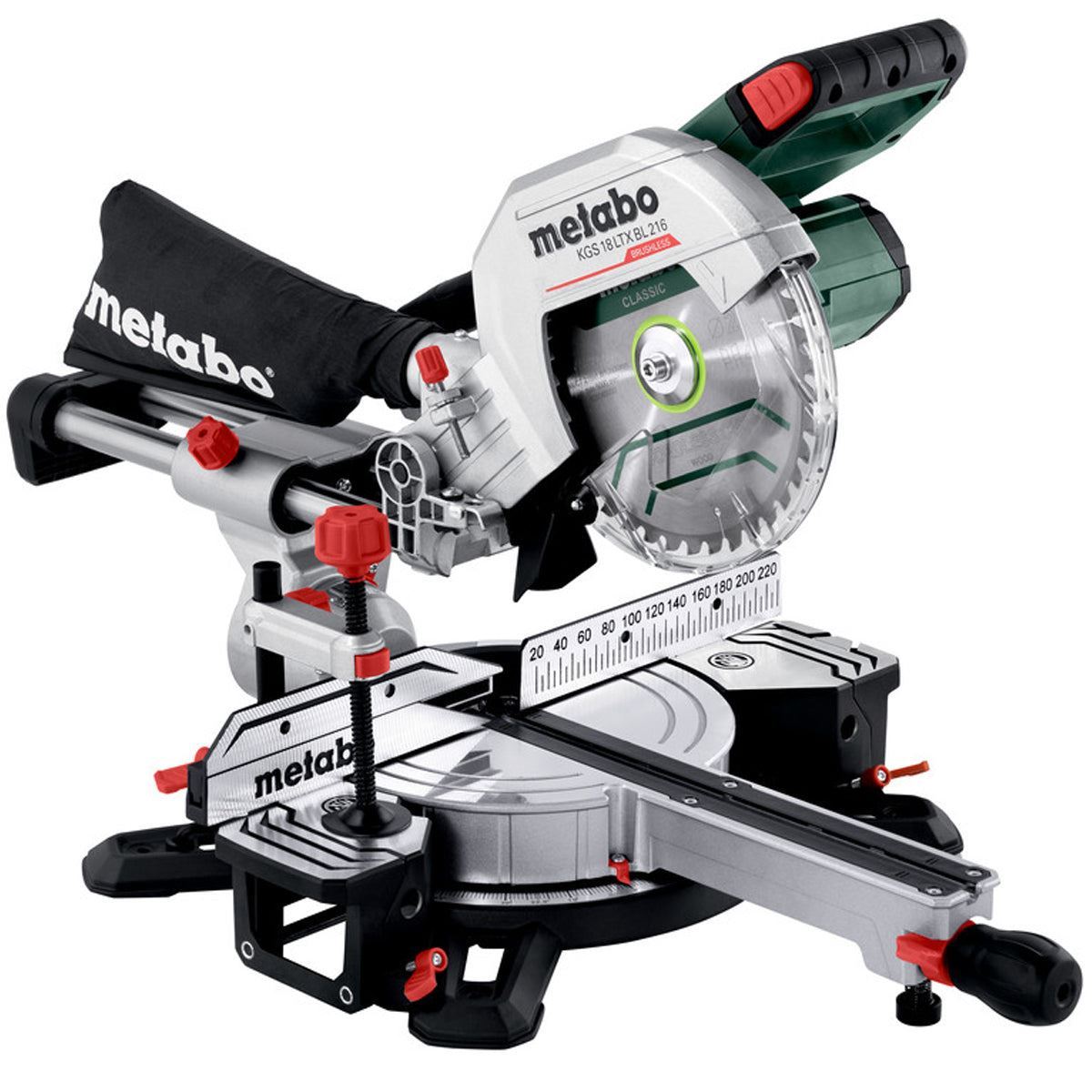 Metabo KGS 18 LTX BL 216 18V 216mm Brushless Sliding Mitre Saw with 1 x 5.2Ah Battery & Charger