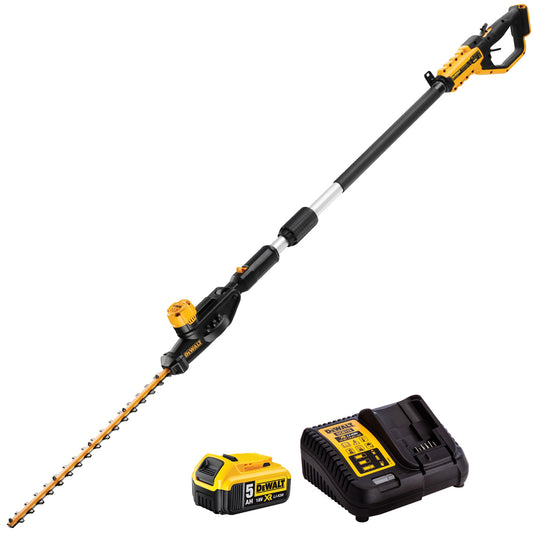 Dewalt DCMPH566P1 18V Pole Hedge Trimmer with 1 x 5.0Ah Battery & Charger