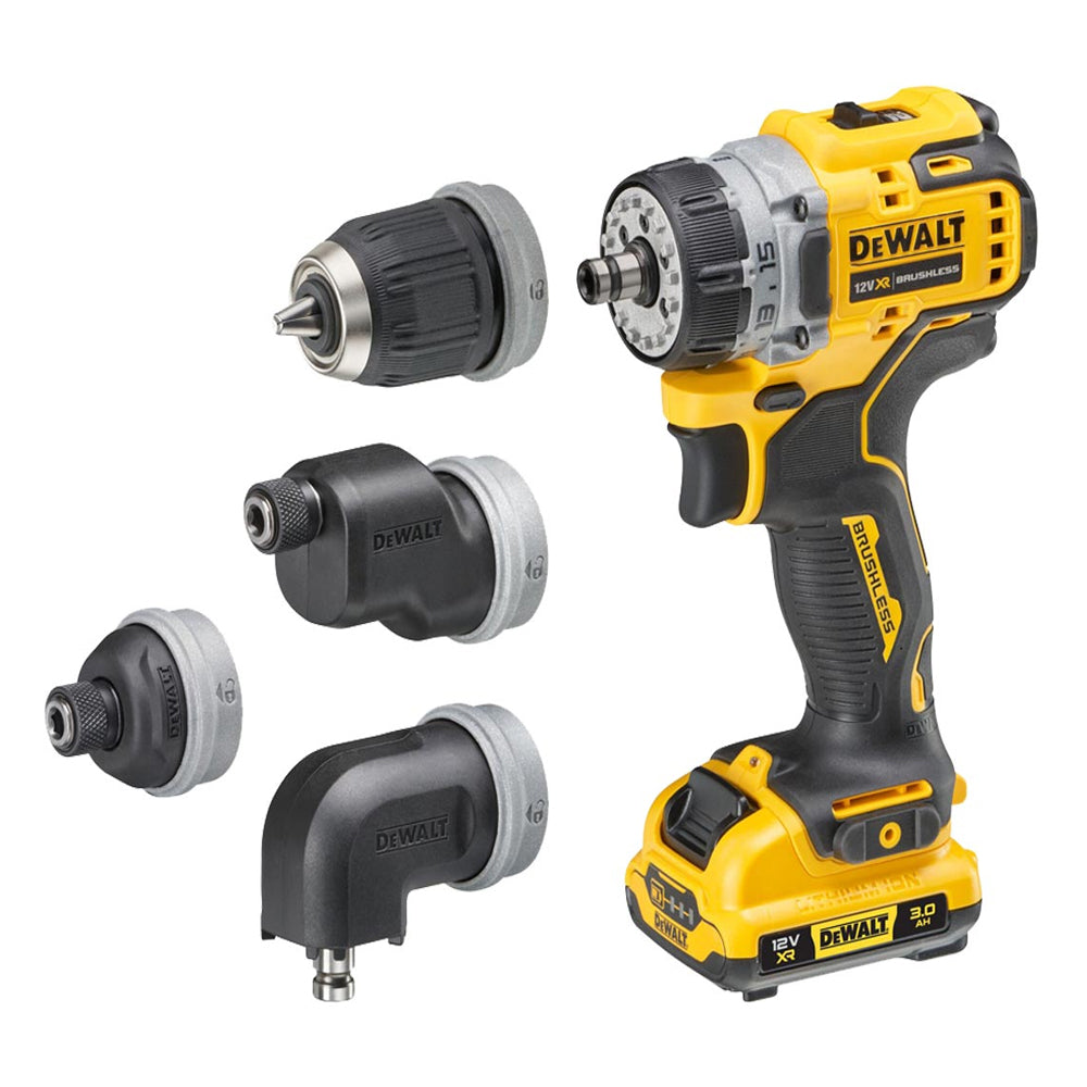 Dewalt DCD703L2T 12V XR Brushless Multi-head Drill Driver With 2 x 3.0Ah Batteries Charger In Case