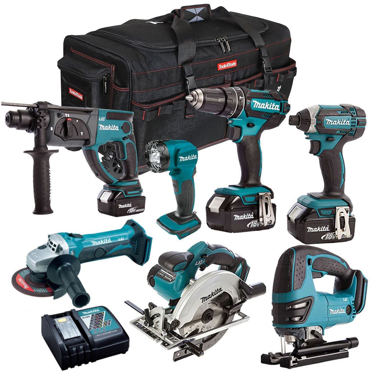 Makita 18V 7 Piece Cordless Kit with 3 x 5.0Ah Batteries T4TKIT-44