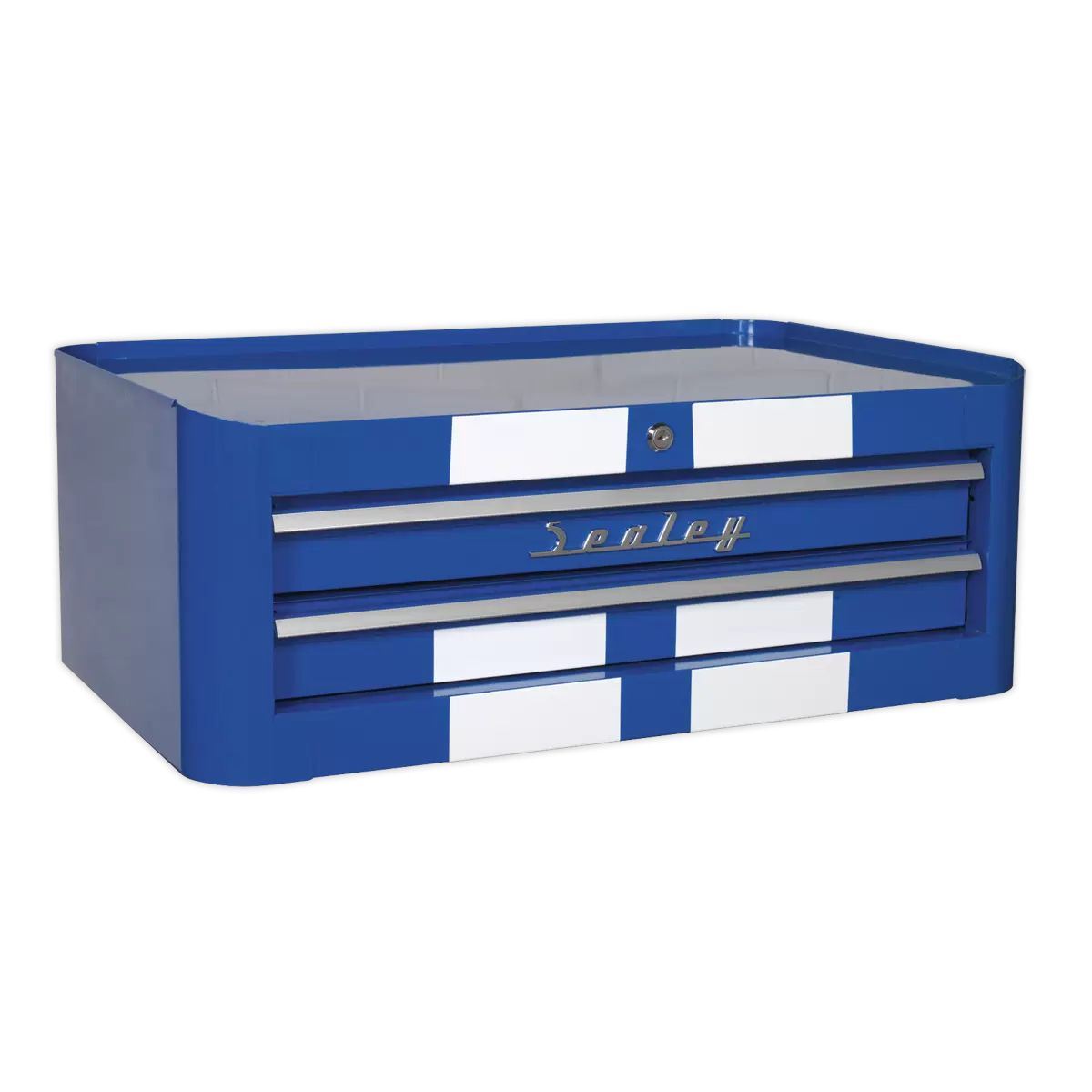 Sealey AP28102BWS 2 Drawer Retro Style Mid-Box Blue with White Stripes