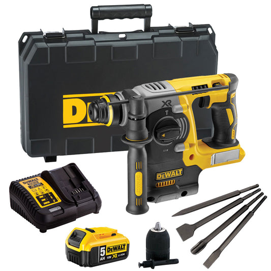 DeWalt DCH273N 18V Brushless SDS + Rotary Hammer Drill with 1 x 5.0Ah Battery, Charger & Chisel, Chuck in Case