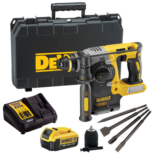 DeWalt DCH273N 18V Brushless SDS + Rotary Hammer Drill with 1 x 4.0Ah Battery, Charger Chisel & Chuck in Case