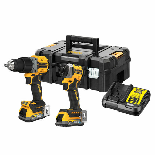 Dewalt DCK2050E2T 18V XR Brushless Combi Drill & Impact Driver With 2 Powerstack Batteries Charger & Kitbox