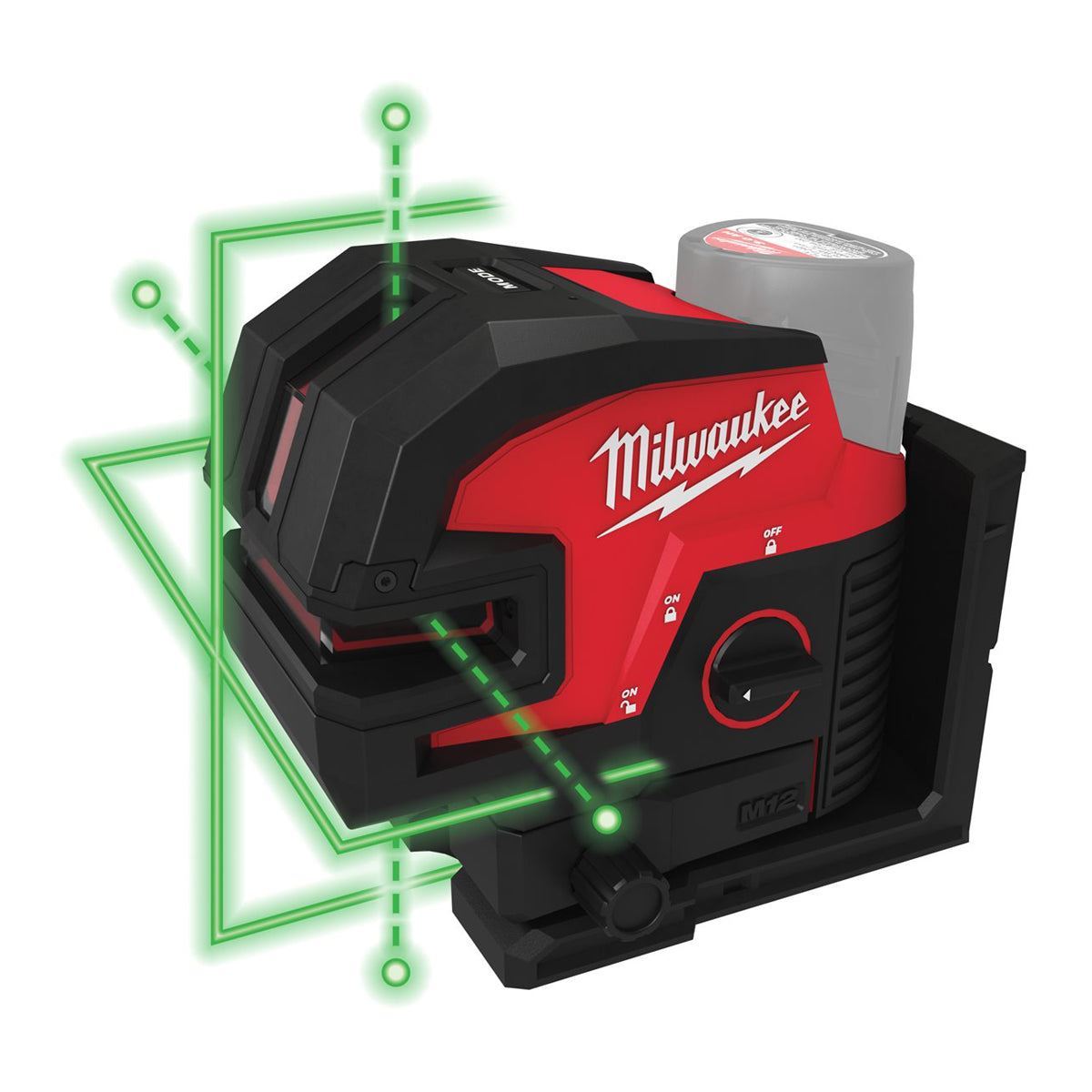 Milwaukee M12CLL4P-0C 12V Cross Line Laser with 1 x 3.0Ah Battery Charger & Case