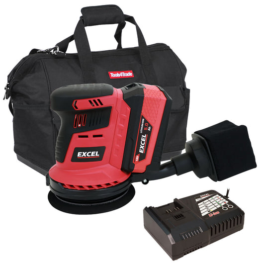 Excel 18V 125mm Rotary Sander with 1 x 5.0Ah Battery Charger & Bag