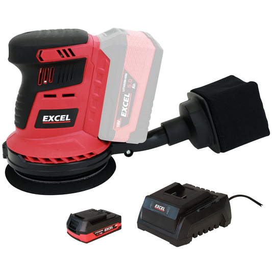 Excel 18V 125mm Rotary Sander with 1 x 2.0Ah Battery & Charger