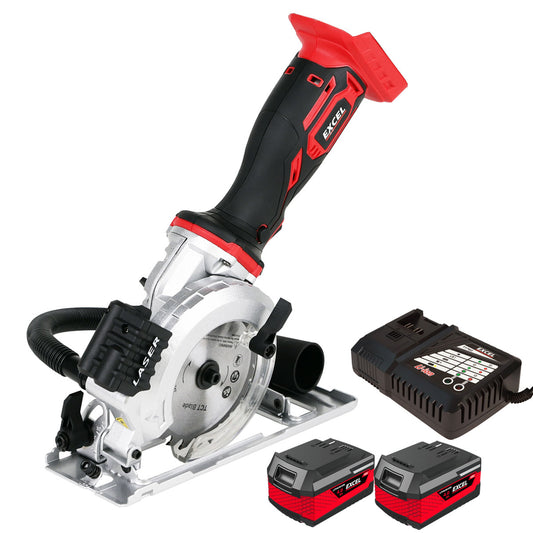 Excel 18V 115mm Mini Circular Saw with 2 x 4.0Ah Battery & Charger