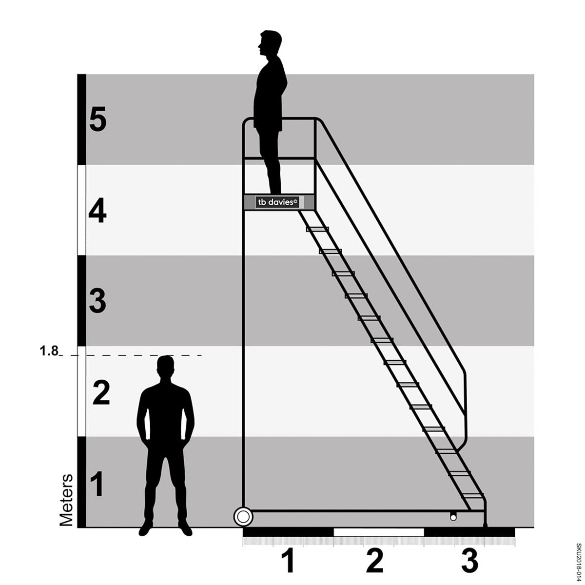 TB Davies 7 Tread Anti-Slip HD Steel Professional Mobile Step Durable & Safe Access 2020-007