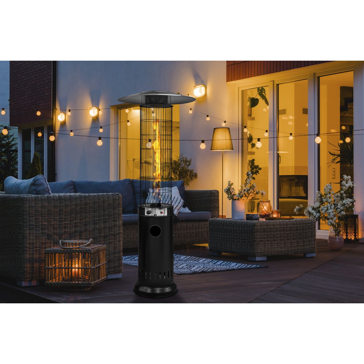 Dellonda DG124 13kW Black Gas Patio Heater for Commercial & Domestic Use