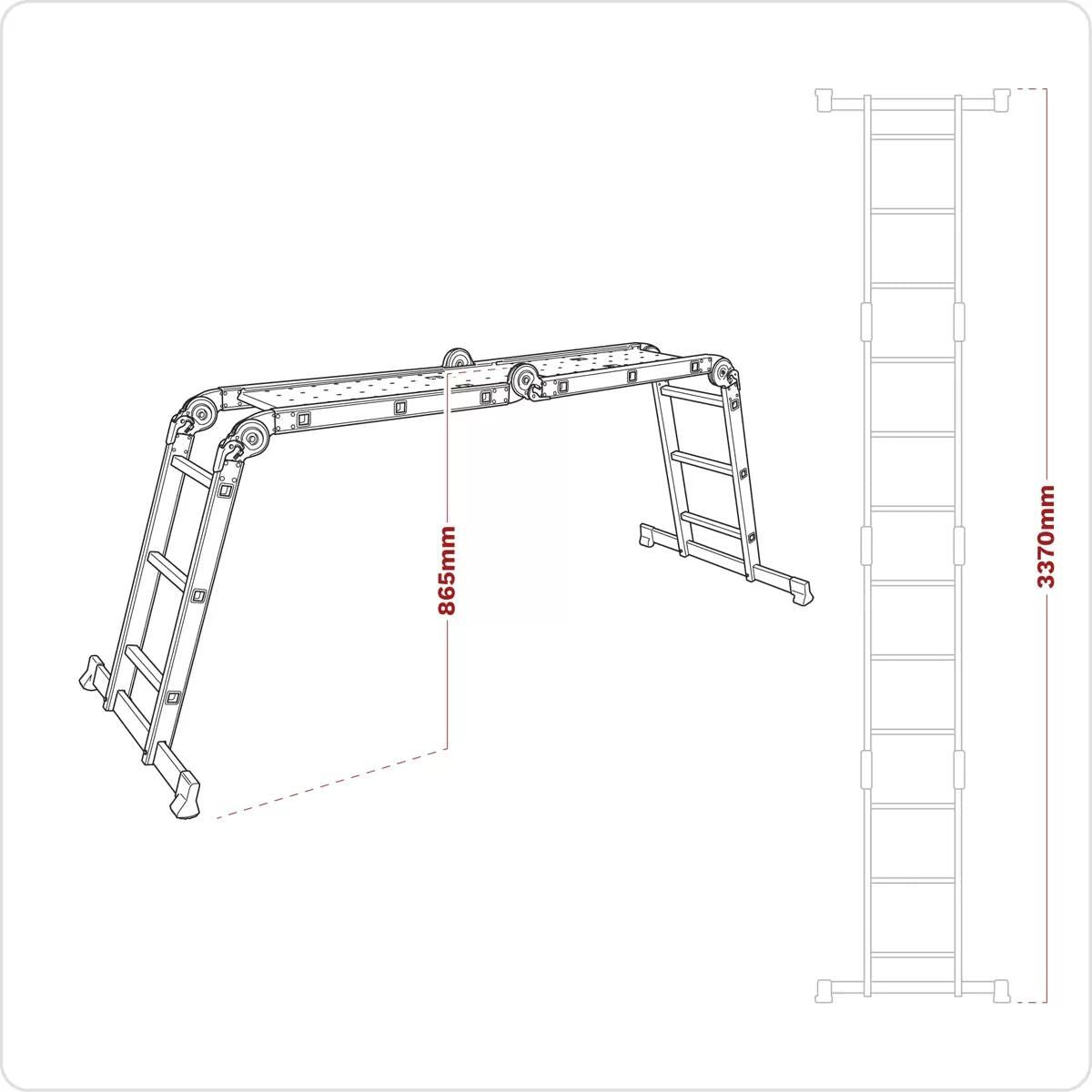 Sealey AFPL1 4-Way Trade Aluminium Folding Platform Ladder EN 131