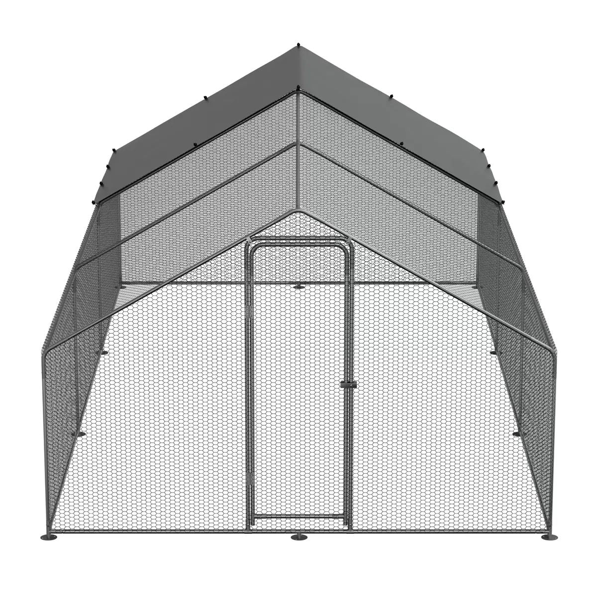 Dellonda DG280 3 x 6 x 2m Walk-In Chicken Run, Galvanized Steel, Roof Cover & PVC Coated Chicken Wire