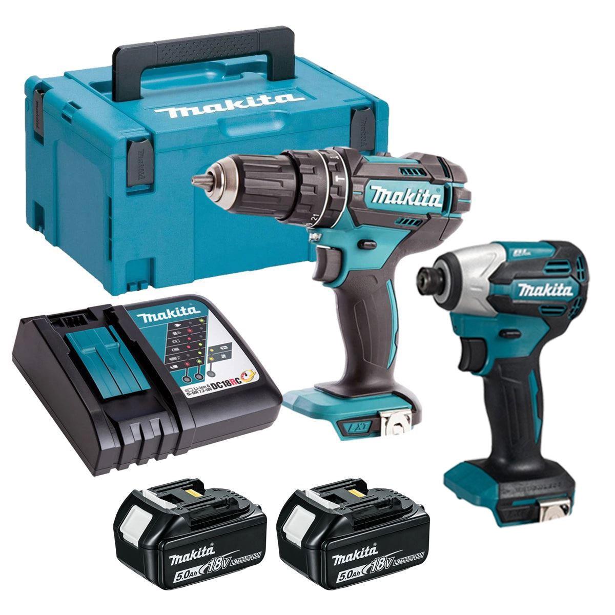 Makita 18V 2 Piece Power Tool Kit with 2 x 5.0Ah Batteries T4TKIT-16435