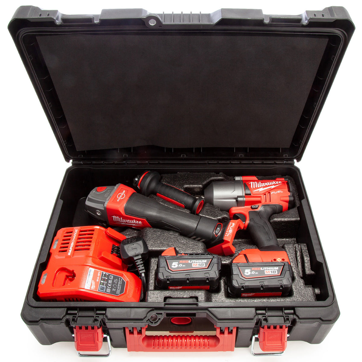 Milwaukee M18FPP2BD-502P 18V Fuel Impact Wrench & Angle Grinder with 2 x 5.0Ah Battery 4933492426