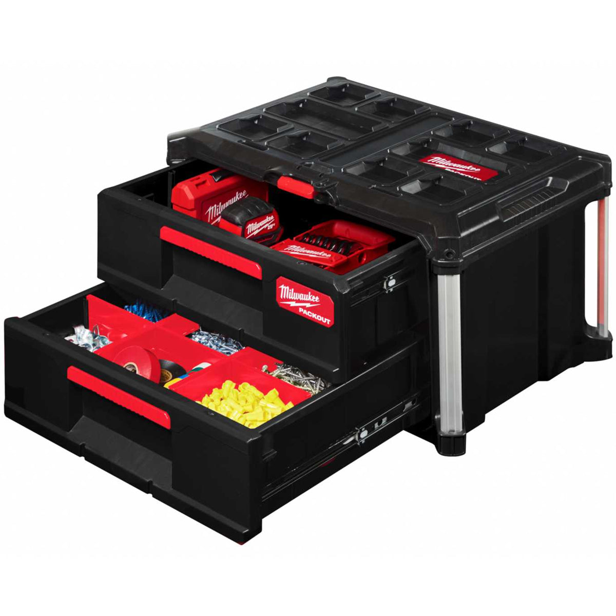 Milwaukee Packout 3 Drawer Tool Box with 2 Drawer Tool Box & Vice Mountable Top