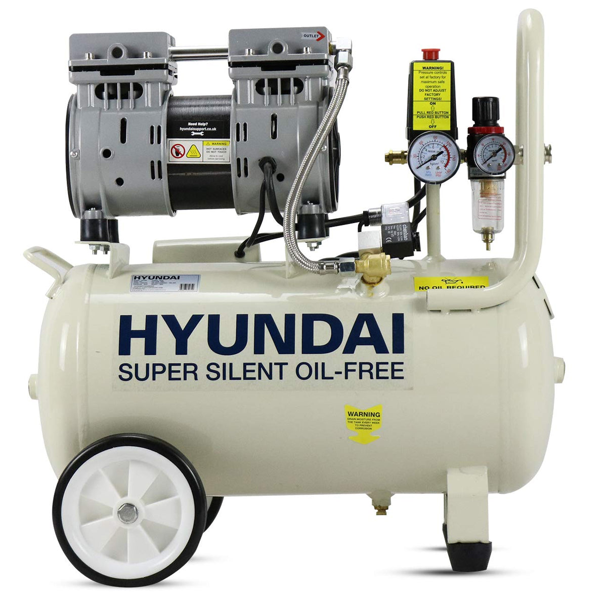 Hyundai HY7524 24L Oil Free Low Noise Portable Air Compressor 750W/230V Efficient Performance