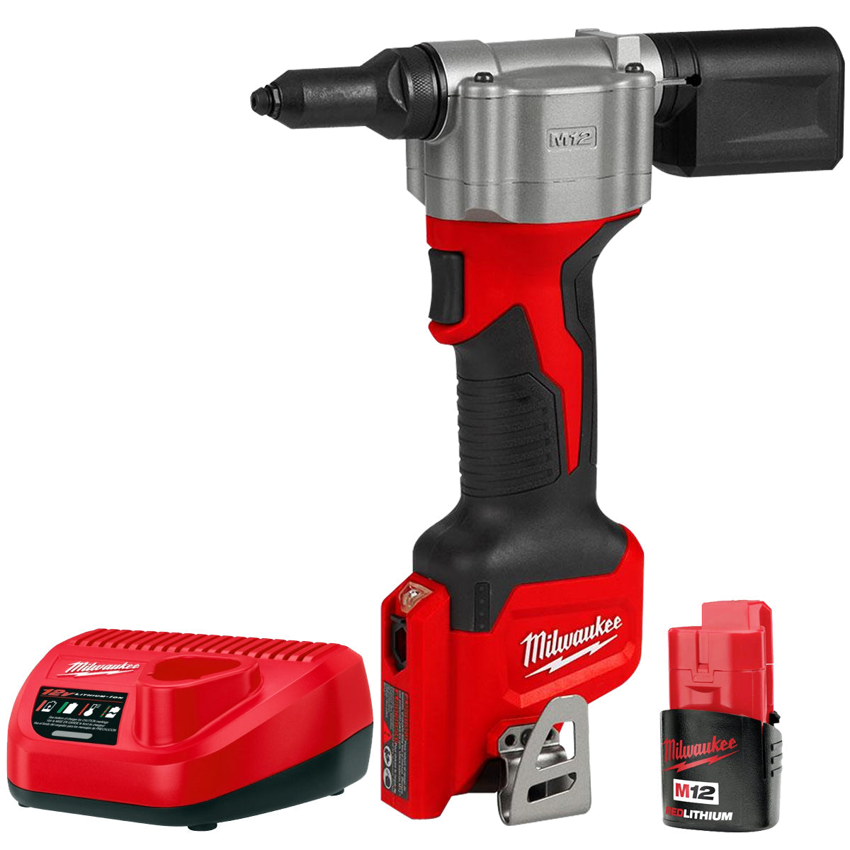 Milwaukee M12BPRT-0 12V Pop Rivet Gun with 1 x 3.0Ah Battery & Charger