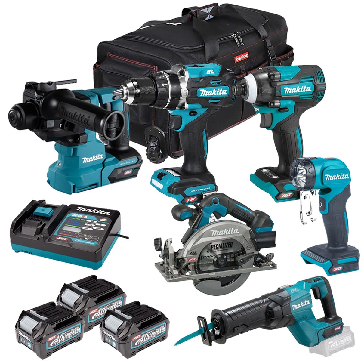 Makita 40V 6 Piece Combo Kit with 3 x 2.5Ah Batteries & Charger T4TKIT-6986